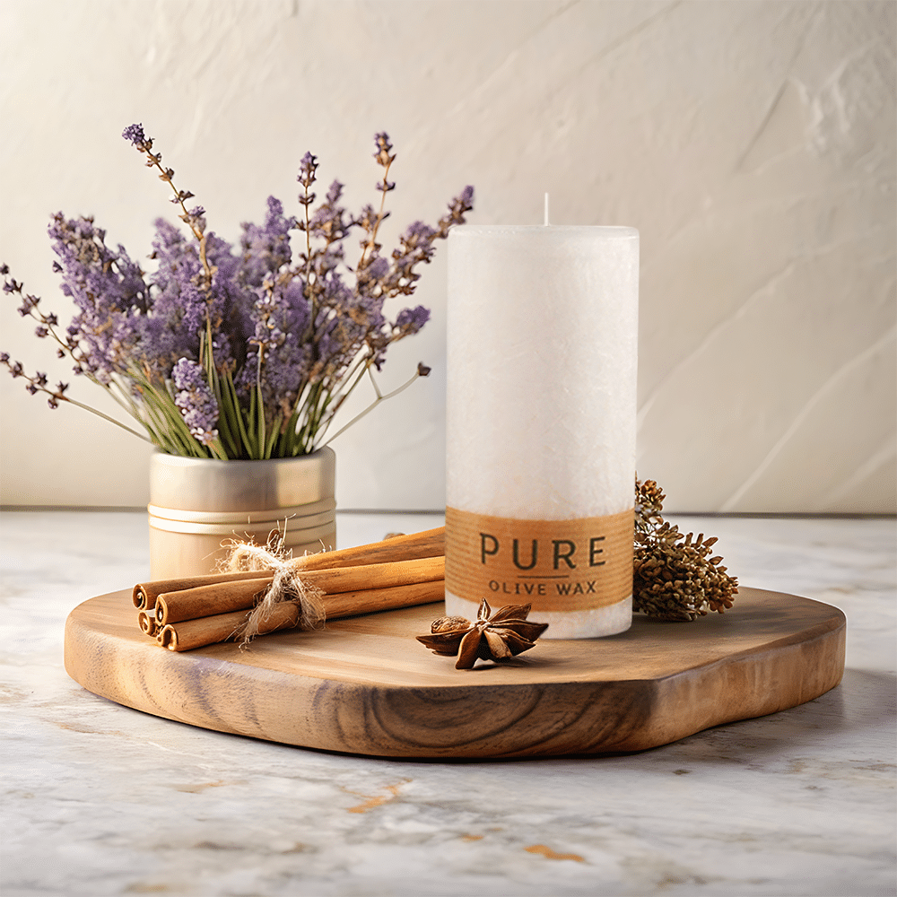 Pure Olive Wax Kerze Weiß - Olivenwachs Kerze - Ansicht 1