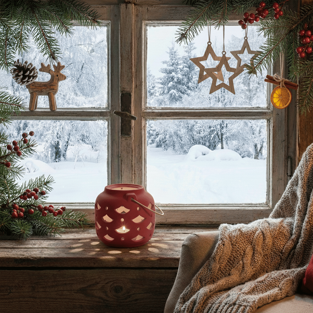 Bouqa Laterne Burgund - Windlicht - Ansicht 3